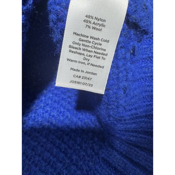 NWT Talbots Women’s Deep Blue Chunky Cable Knit Sweater Sz L Wool Blend Pullover - Picture 5 of 5